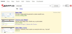 PPC reklama ve vyhledávání - příklad Seznam Sklik