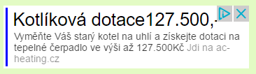 Příklad kontextové textové reklamy