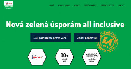 Firemní web o dotačním programu Nová zelená úsporám