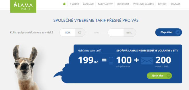 Copywriting redesignu webu Lama Mobile